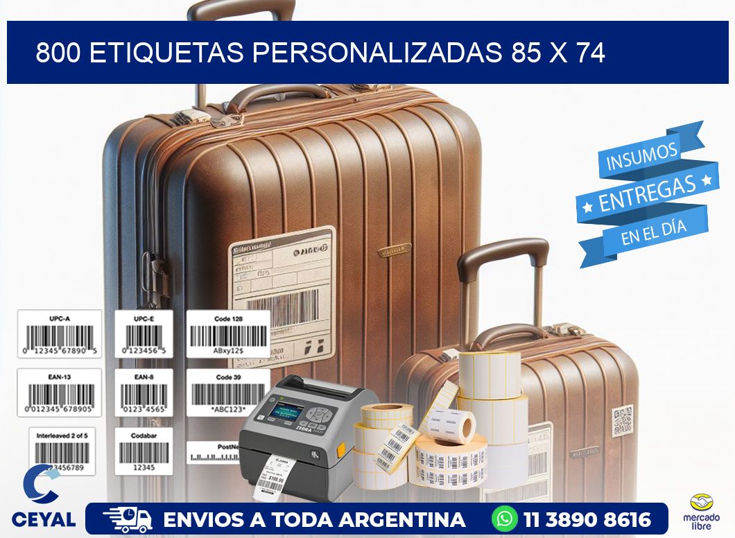 800 ETIQUETAS PERSONALIZADAS 85 x 74