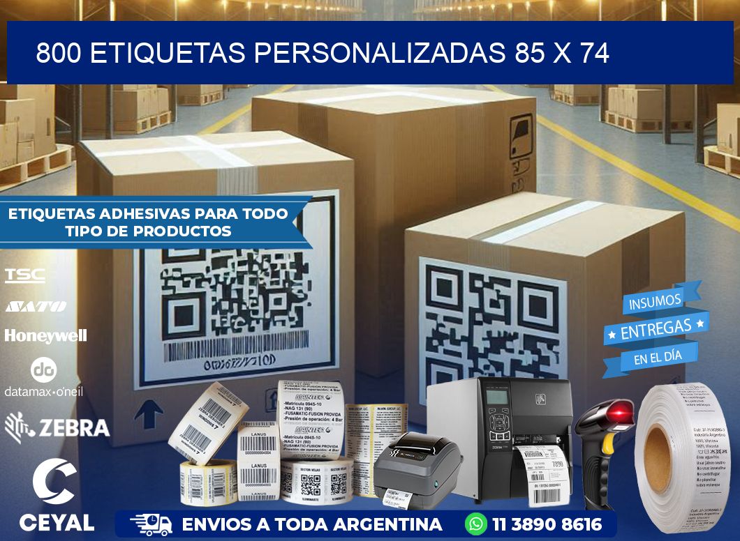 800 ETIQUETAS PERSONALIZADAS 85 x 74