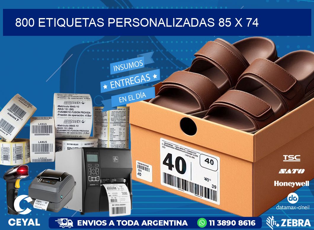 800 ETIQUETAS PERSONALIZADAS 85 x 74