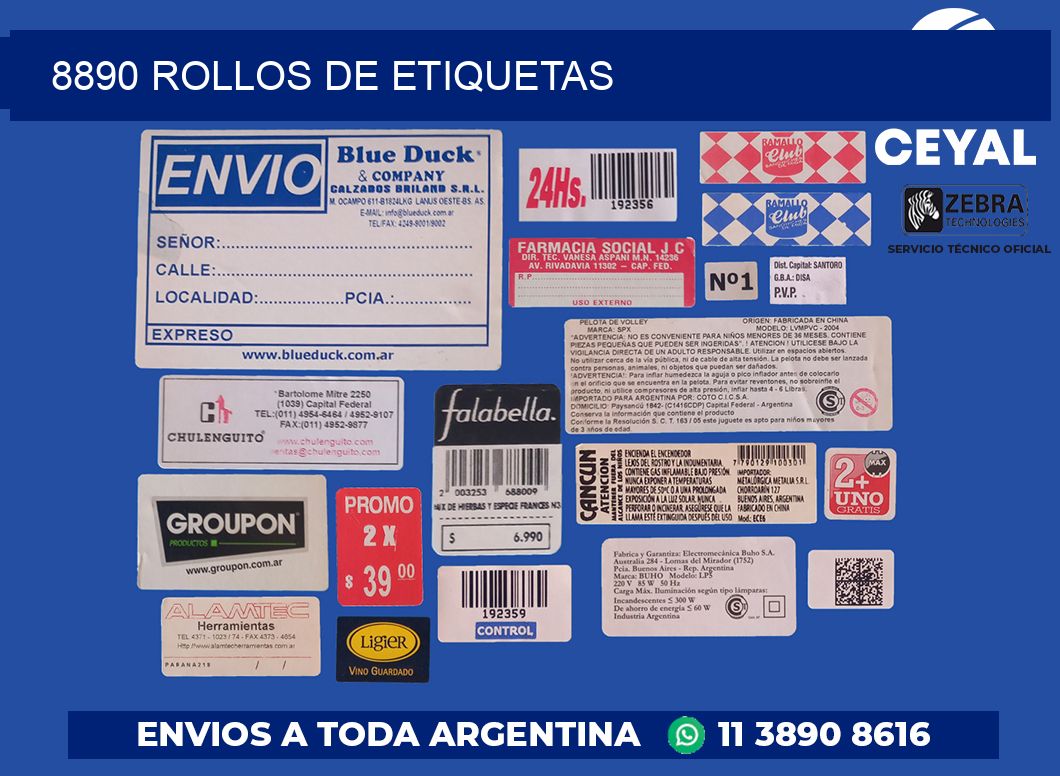 8890 ROLLOS DE ETIQUETAS