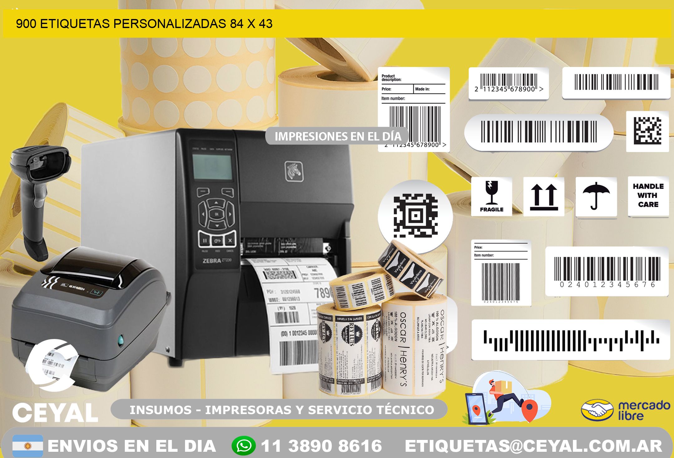 900 ETIQUETAS PERSONALIZADAS 84 x 43