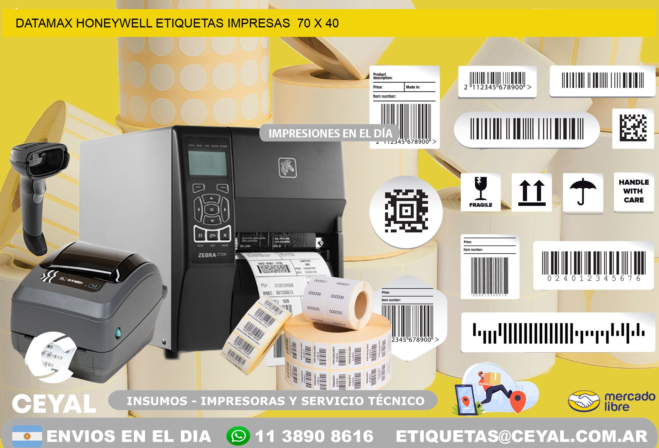 DATAMAX HONEYWELL ETIQUETAS IMPRESAS  70 x 40