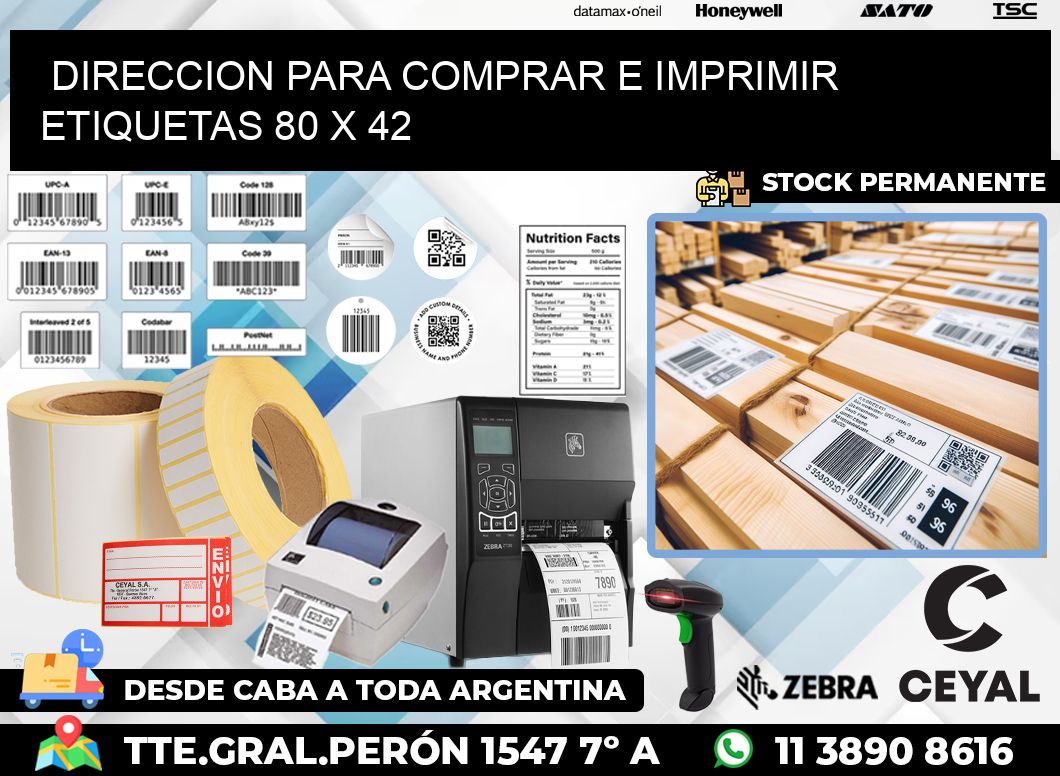 DIRECCION PARA COMPRAR E IMPRIMIR ETIQUETAS 80 x 42