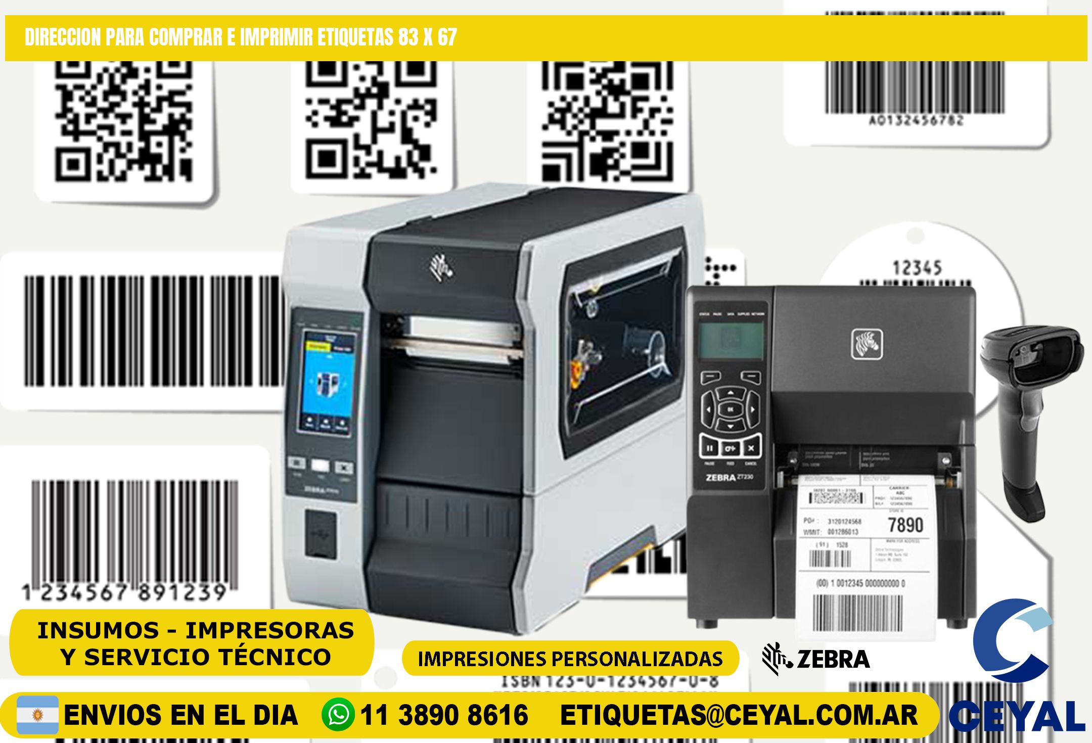 DIRECCION PARA COMPRAR E IMPRIMIR ETIQUETAS 83 x 67