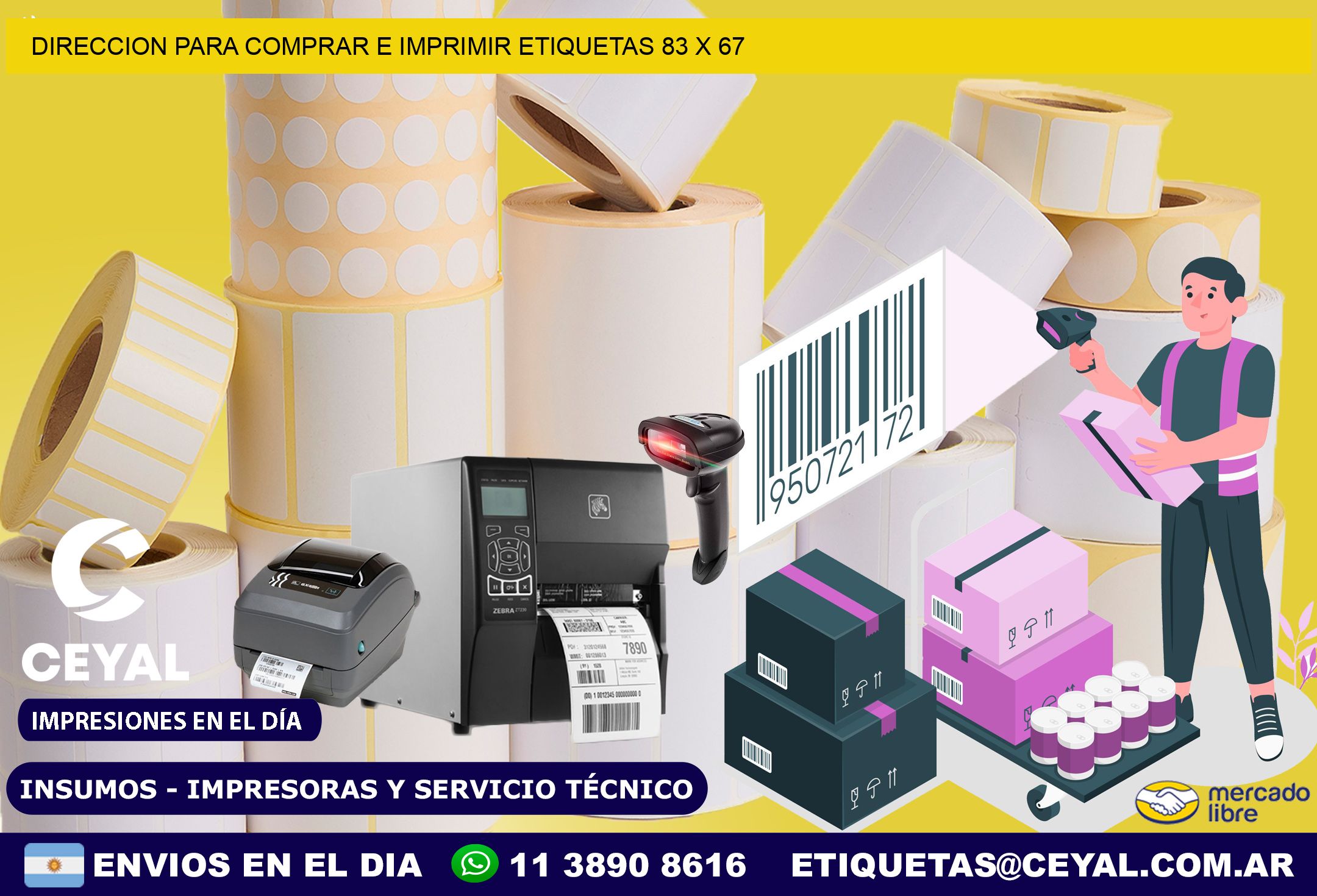 DIRECCION PARA COMPRAR E IMPRIMIR ETIQUETAS 83 x 67