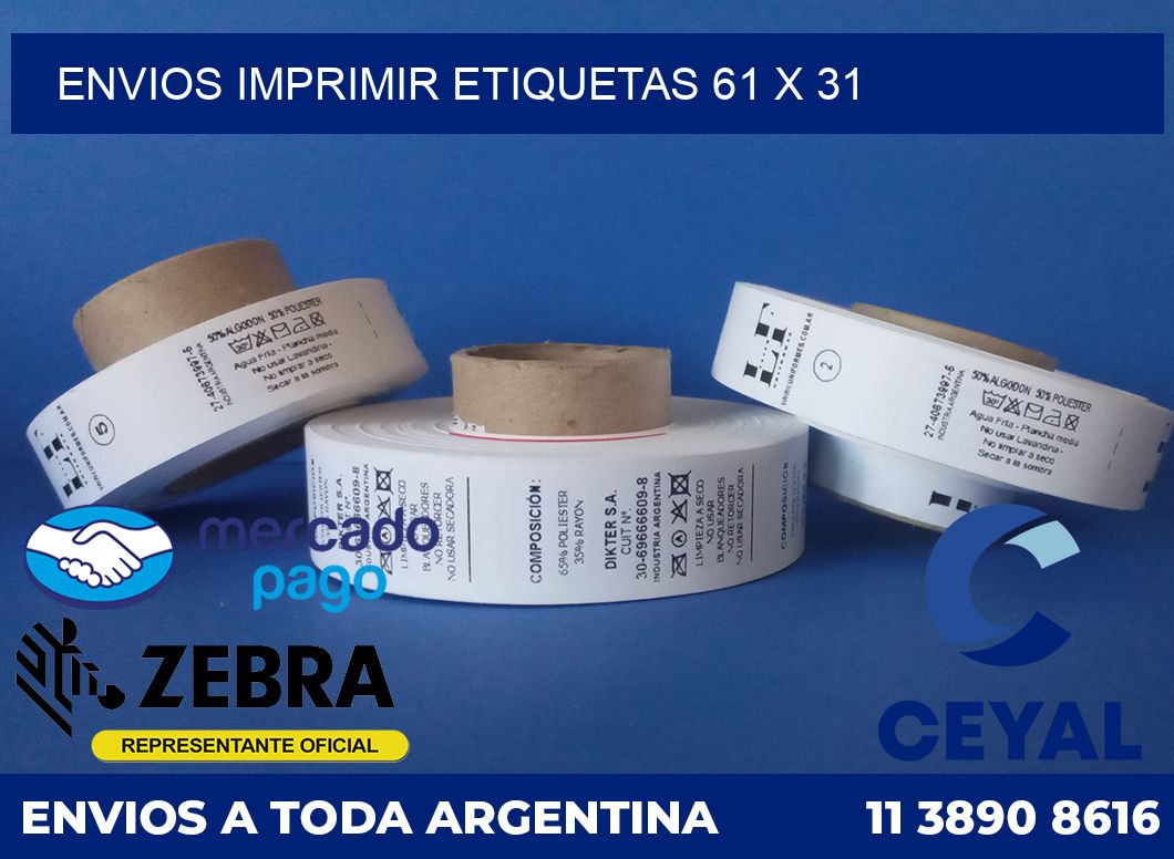 ENVIOS IMPRIMIR ETIQUETAS 61 x 31