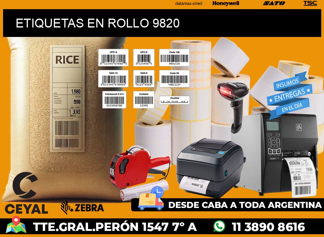 ETIQUETAS EN ROLLO 9820
