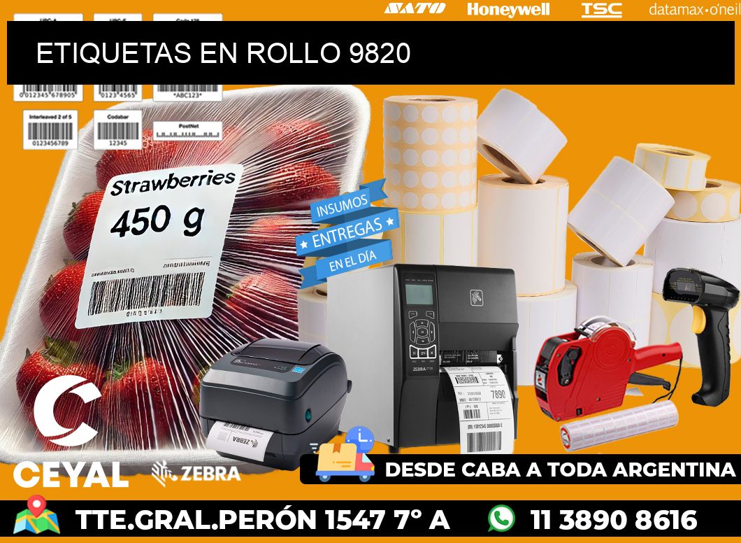 ETIQUETAS EN ROLLO 9820