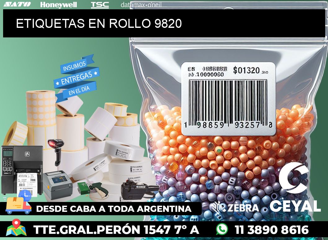 ETIQUETAS EN ROLLO 9820