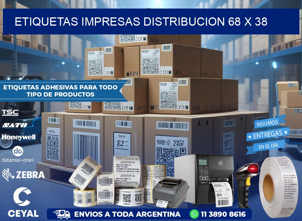 ETIQUETAS IMPRESAS DISTRIBUCION 68 x 38