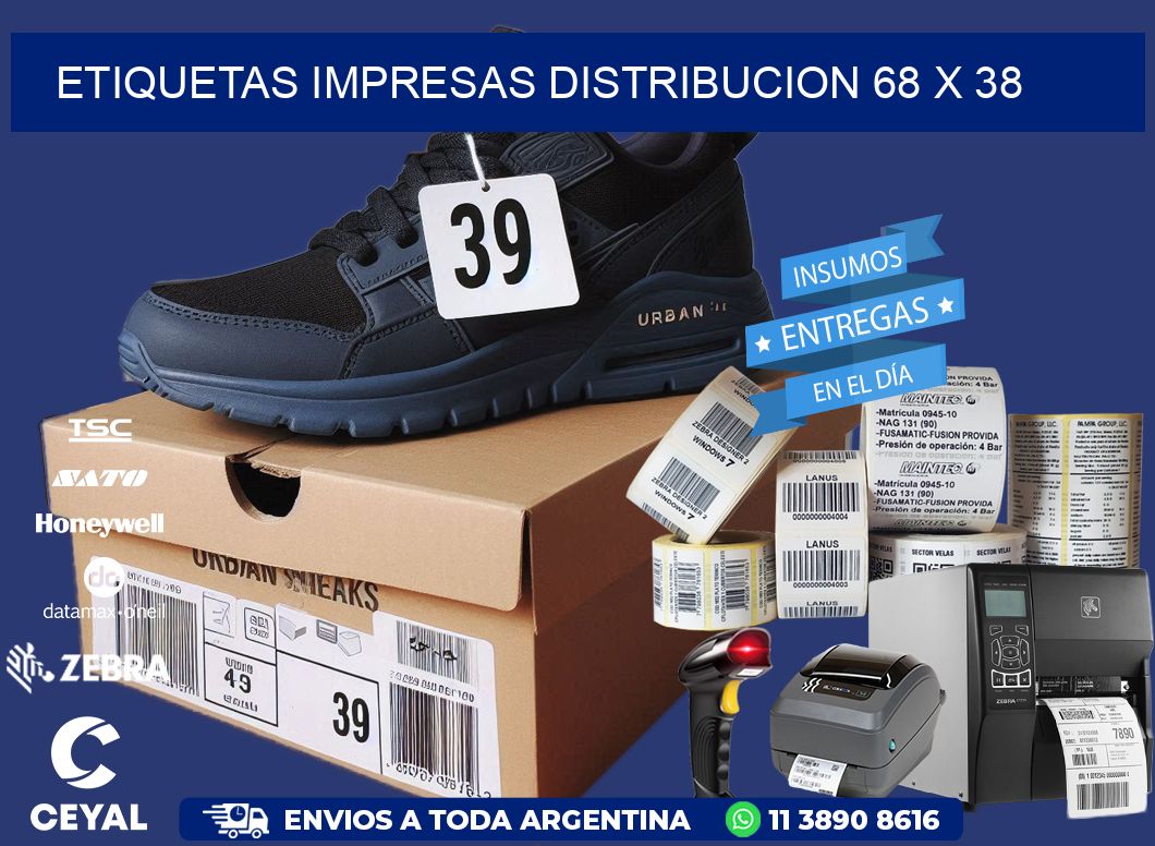 ETIQUETAS IMPRESAS DISTRIBUCION 68 x 38