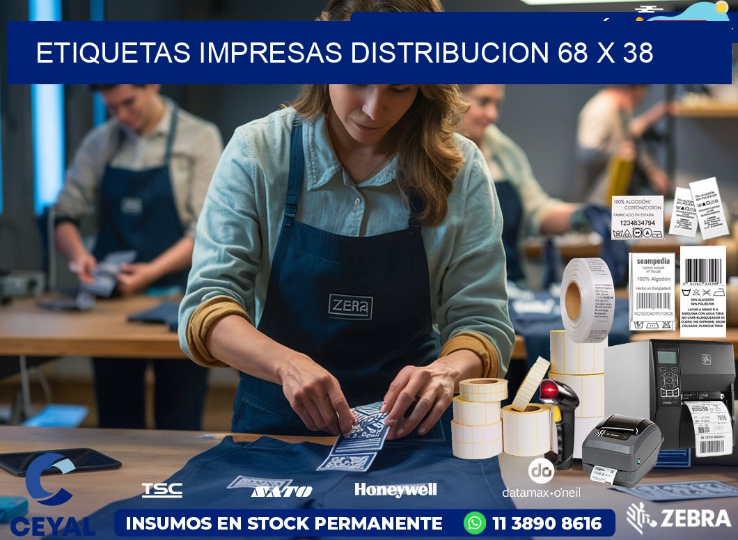 ETIQUETAS IMPRESAS DISTRIBUCION 68 x 38