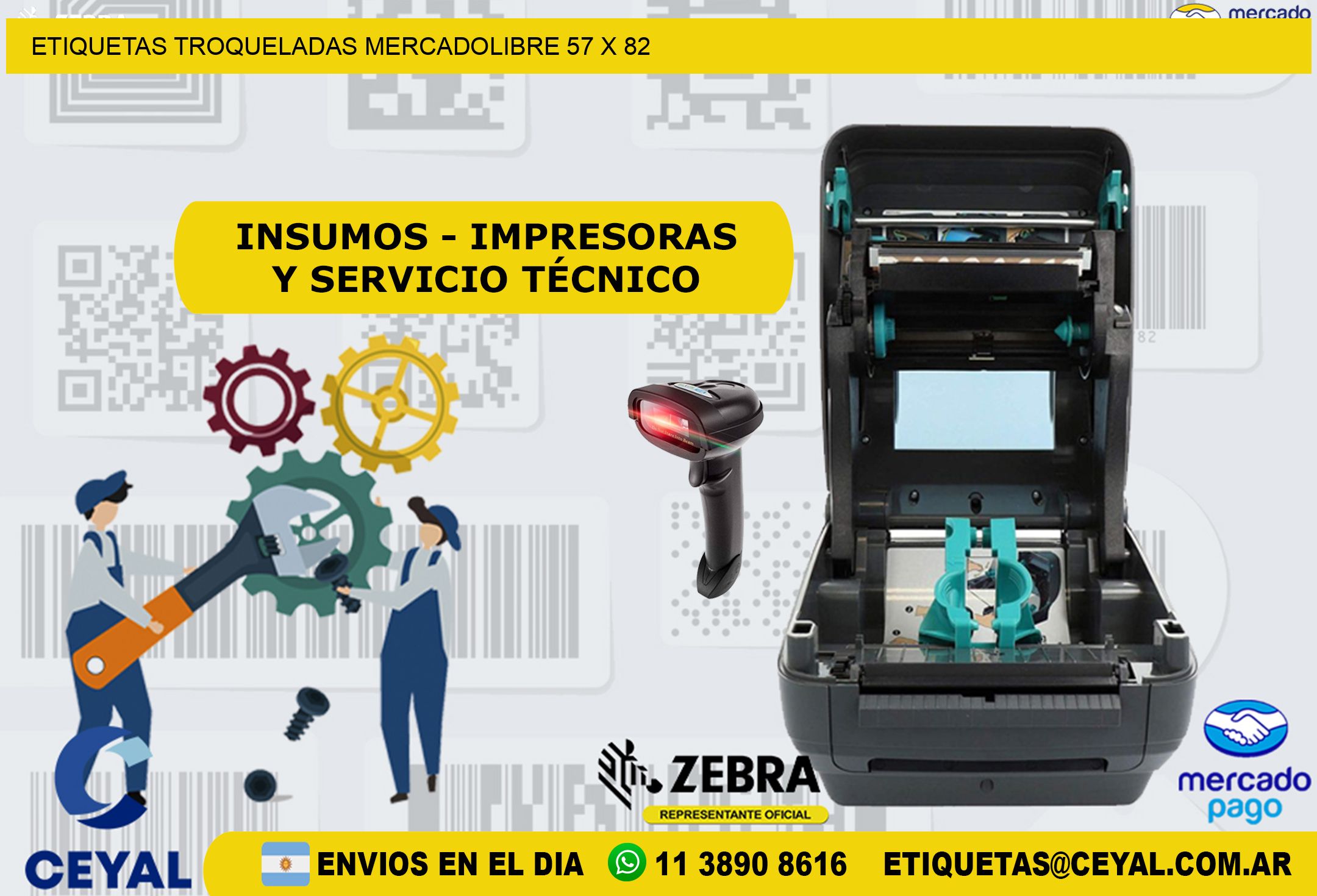 ETIQUETAS TROQUELADAS MERCADOLIBRE 57 x 82