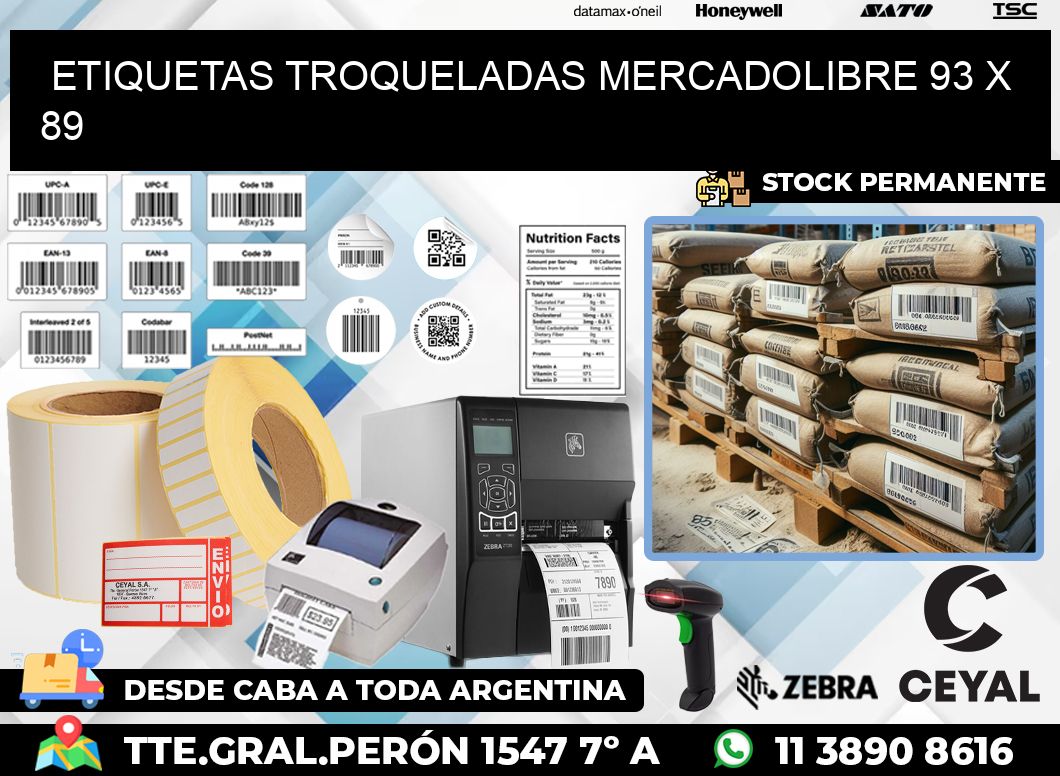 ETIQUETAS TROQUELADAS MERCADOLIBRE 93 x 89