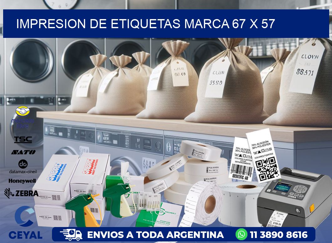 IMPRESION DE ETIQUETAS MARCA 67 x 57