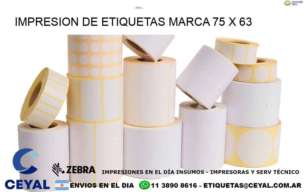 IMPRESION DE ETIQUETAS MARCA 75 x 63