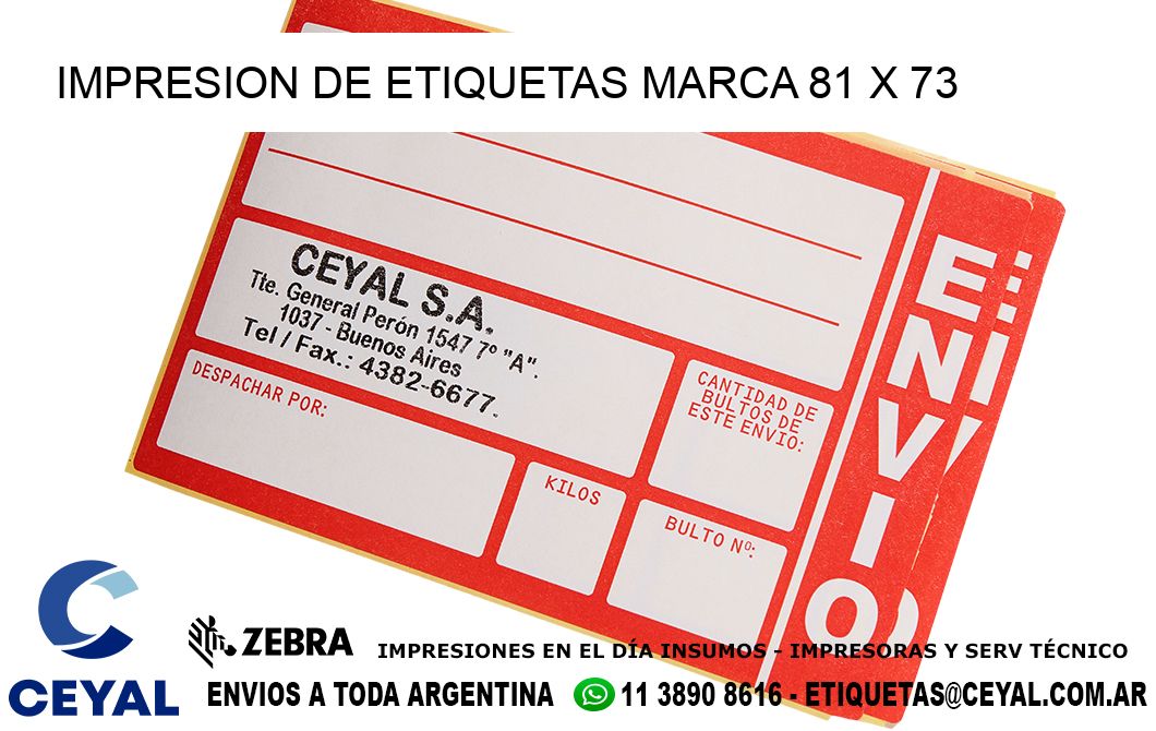 IMPRESION DE ETIQUETAS MARCA 81 x 73