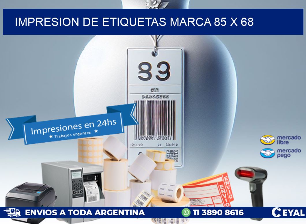 IMPRESION DE ETIQUETAS MARCA 85 x 68