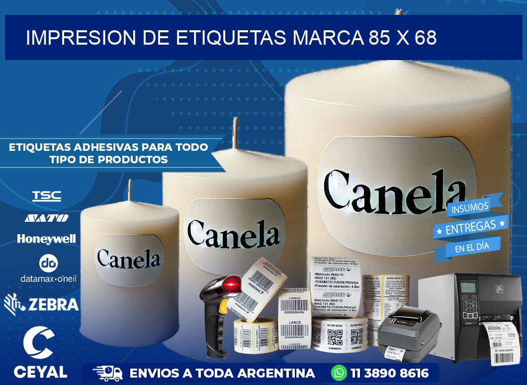 IMPRESION DE ETIQUETAS MARCA 85 x 68