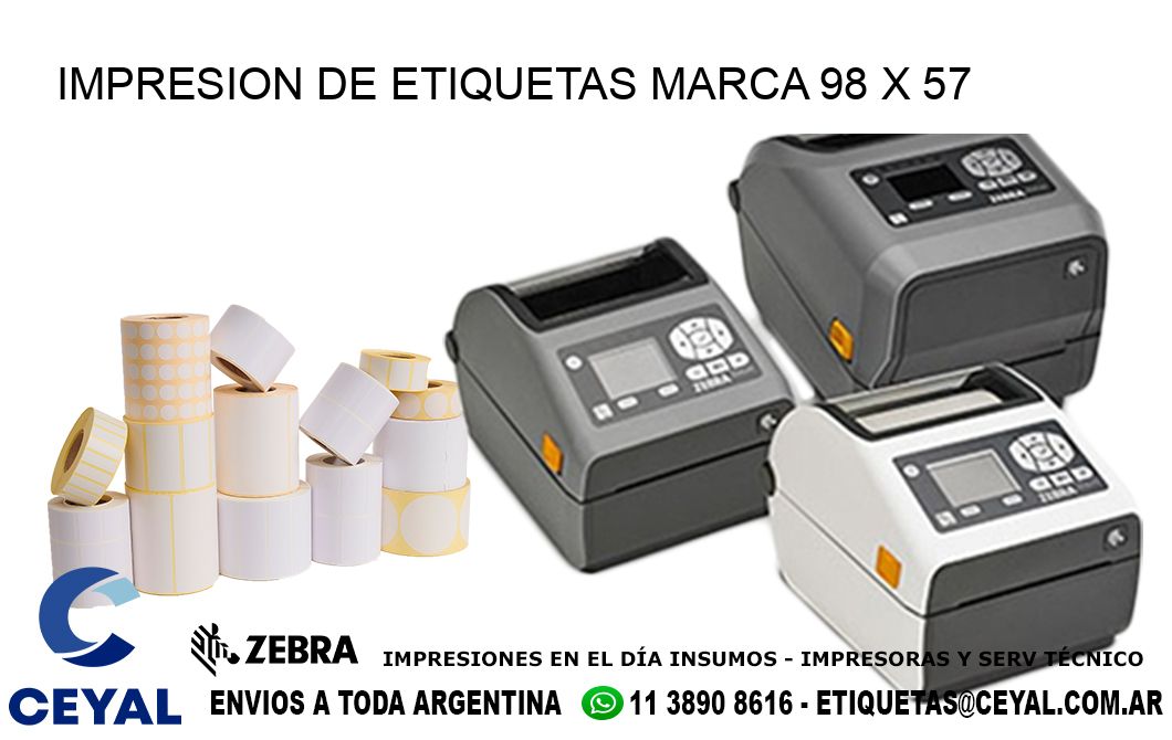 IMPRESION DE ETIQUETAS MARCA 98 x 57