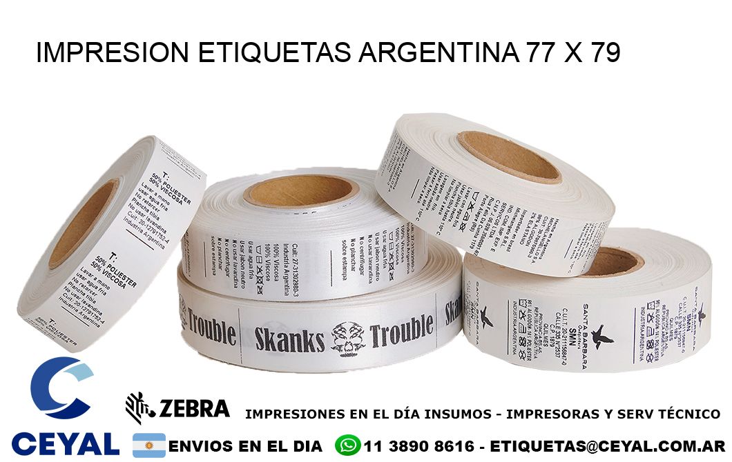 IMPRESION ETIQUETAS ARGENTINA 77 x 79