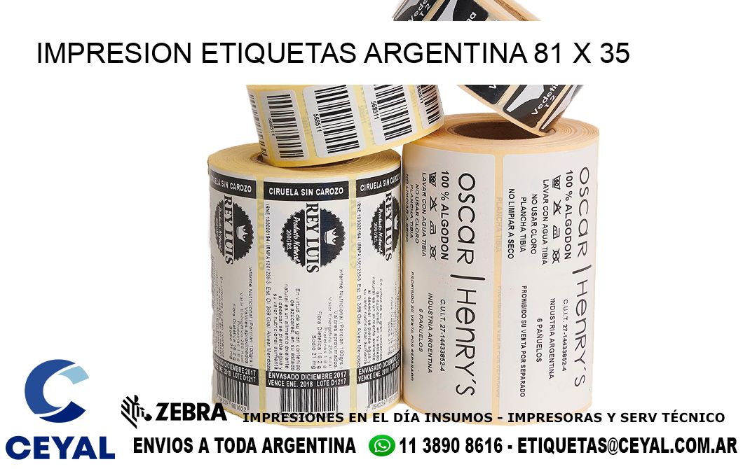 IMPRESION ETIQUETAS ARGENTINA 81 x 35