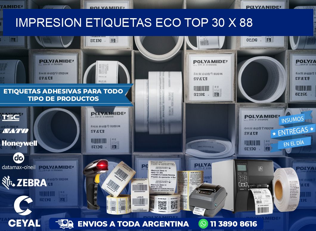 IMPRESION ETIQUETAS ECO TOP 30 x 88
