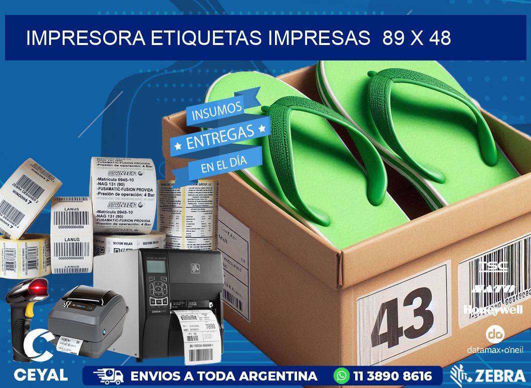 IMPRESORA ETIQUETAS IMPRESAS  89 x 48