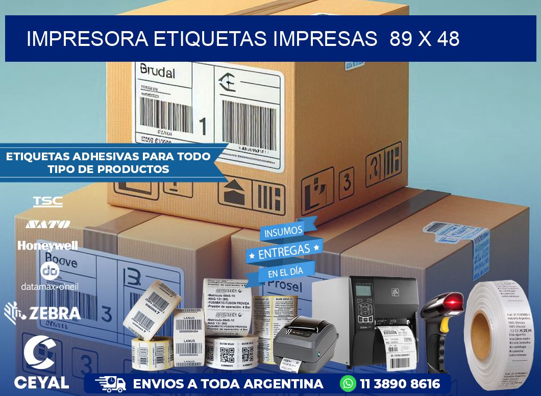 IMPRESORA ETIQUETAS IMPRESAS  89 x 48