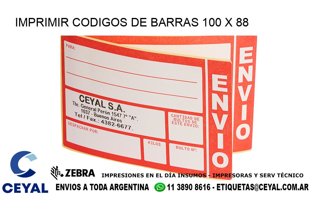 IMPRIMIR CODIGOS DE BARRAS 100 x 88