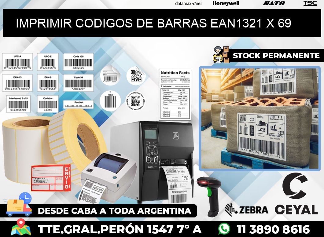 IMPRIMIR CODIGOS DE BARRAS EAN1321 x 69