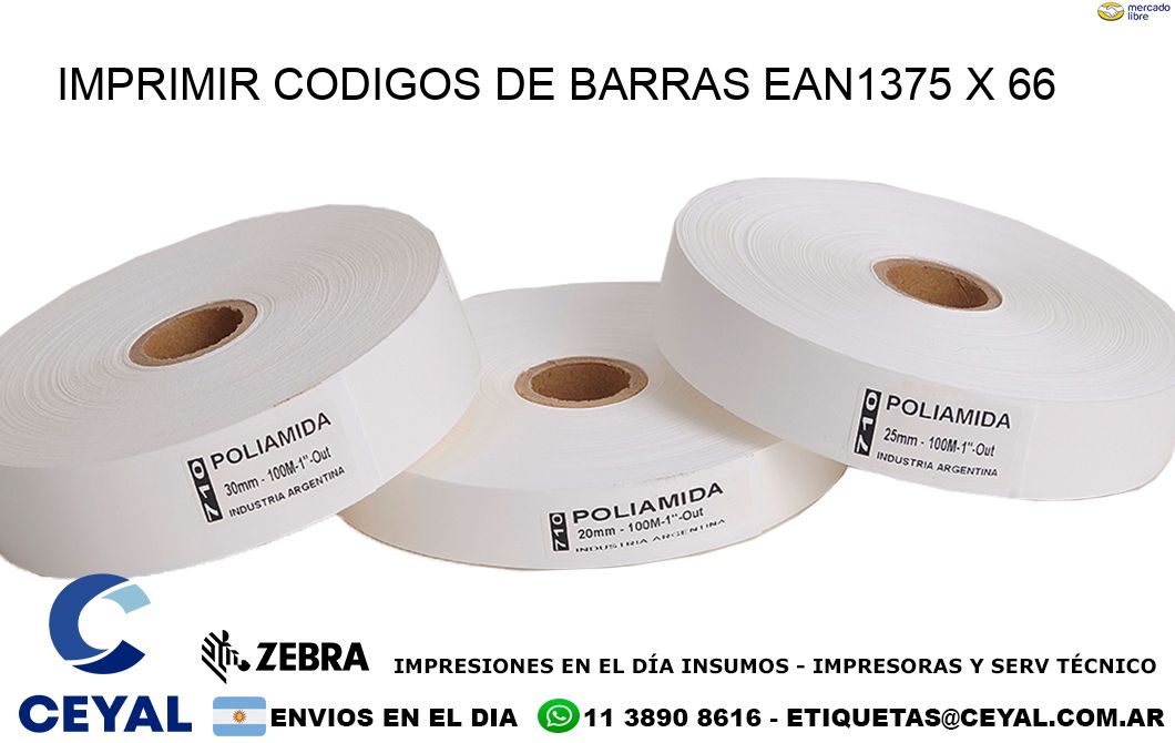 IMPRIMIR CODIGOS DE BARRAS EAN1375 x 66
