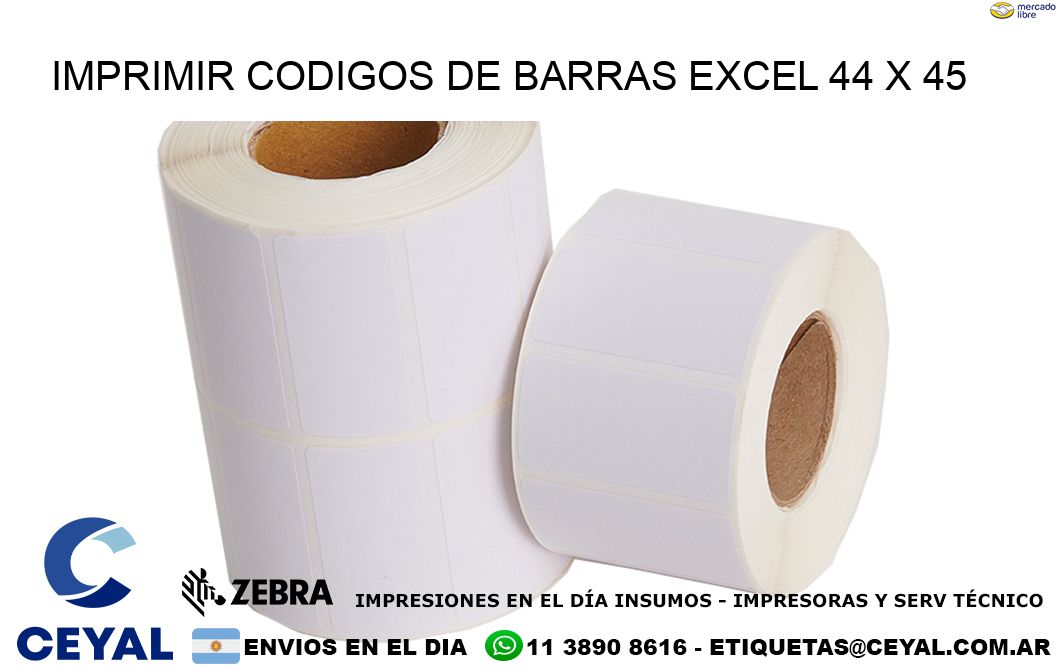 IMPRIMIR CODIGOS DE BARRAS EXCEL 44 x 45