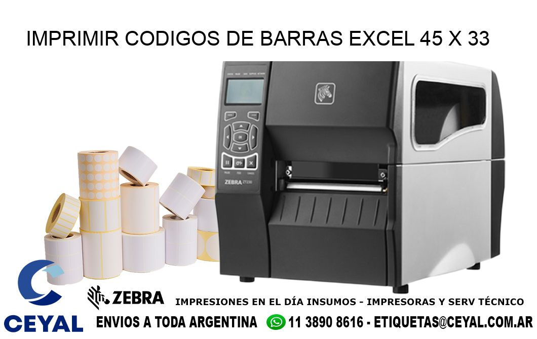 IMPRIMIR CODIGOS DE BARRAS EXCEL 45 x 33