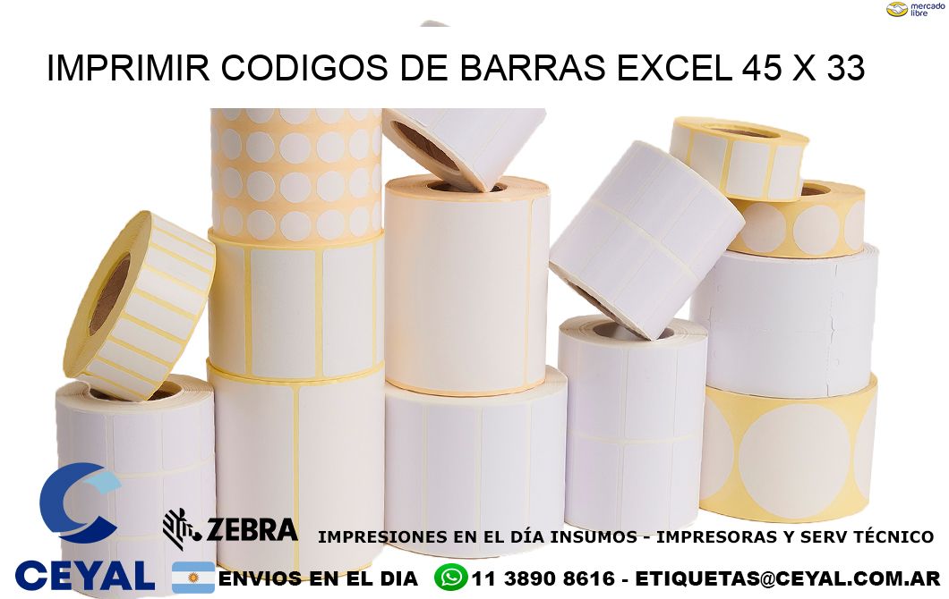 IMPRIMIR CODIGOS DE BARRAS EXCEL 45 x 33