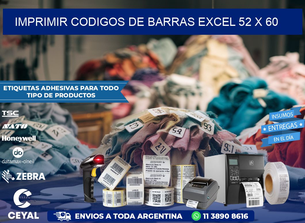 IMPRIMIR CODIGOS DE BARRAS EXCEL 52 x 60
