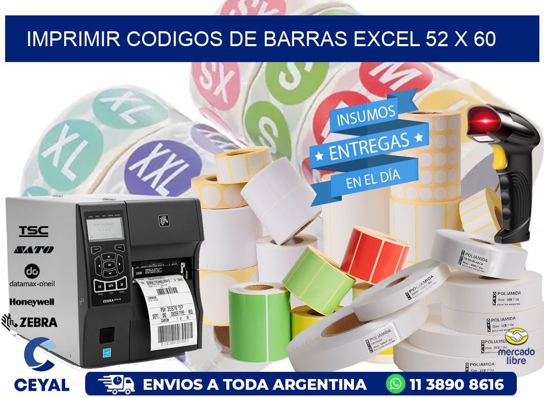 IMPRIMIR CODIGOS DE BARRAS EXCEL 52 x 60