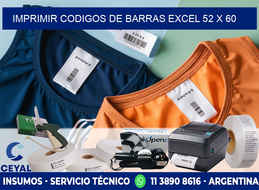 IMPRIMIR CODIGOS DE BARRAS EXCEL 52 x 60