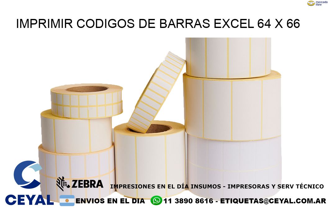 IMPRIMIR CODIGOS DE BARRAS EXCEL 64 x 66