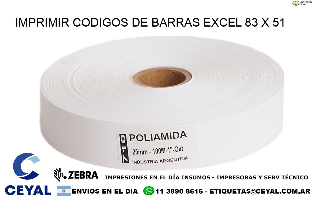 IMPRIMIR CODIGOS DE BARRAS EXCEL 83 x 51
