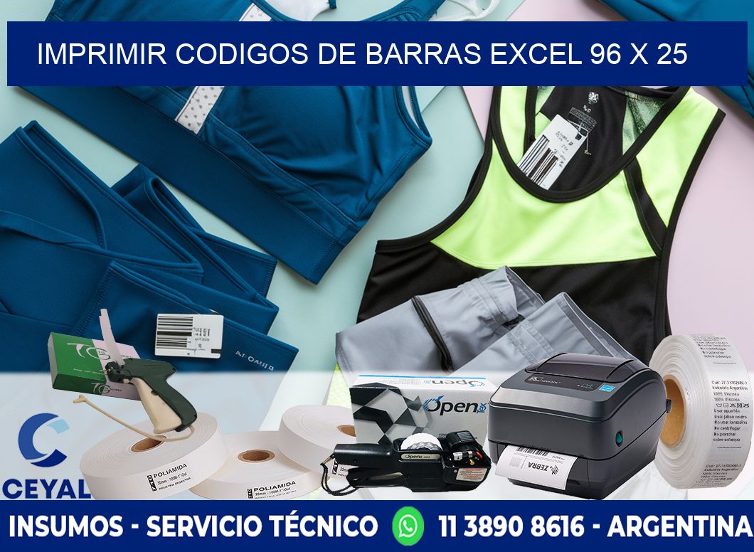IMPRIMIR CODIGOS DE BARRAS EXCEL 96 x 25