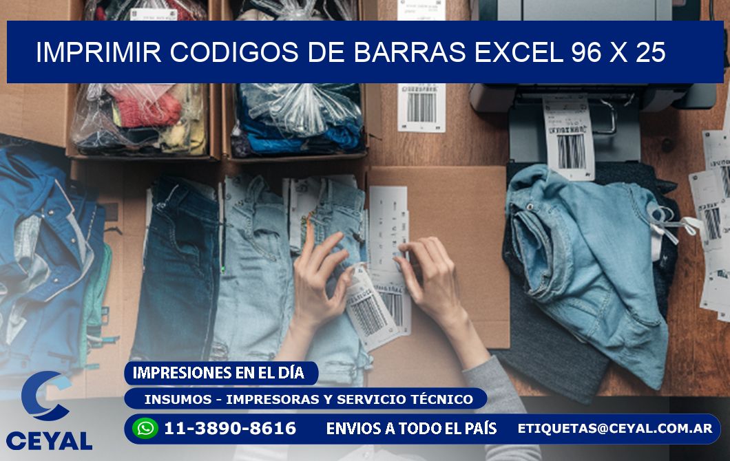 IMPRIMIR CODIGOS DE BARRAS EXCEL 96 x 25