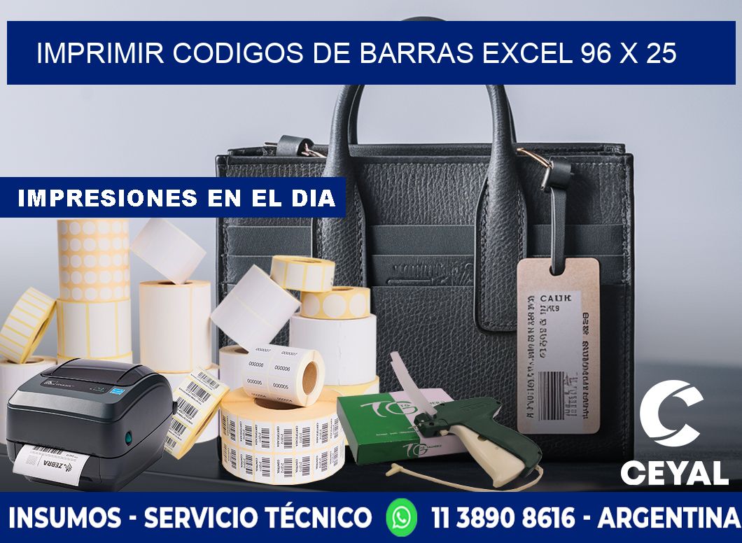 IMPRIMIR CODIGOS DE BARRAS EXCEL 96 x 25