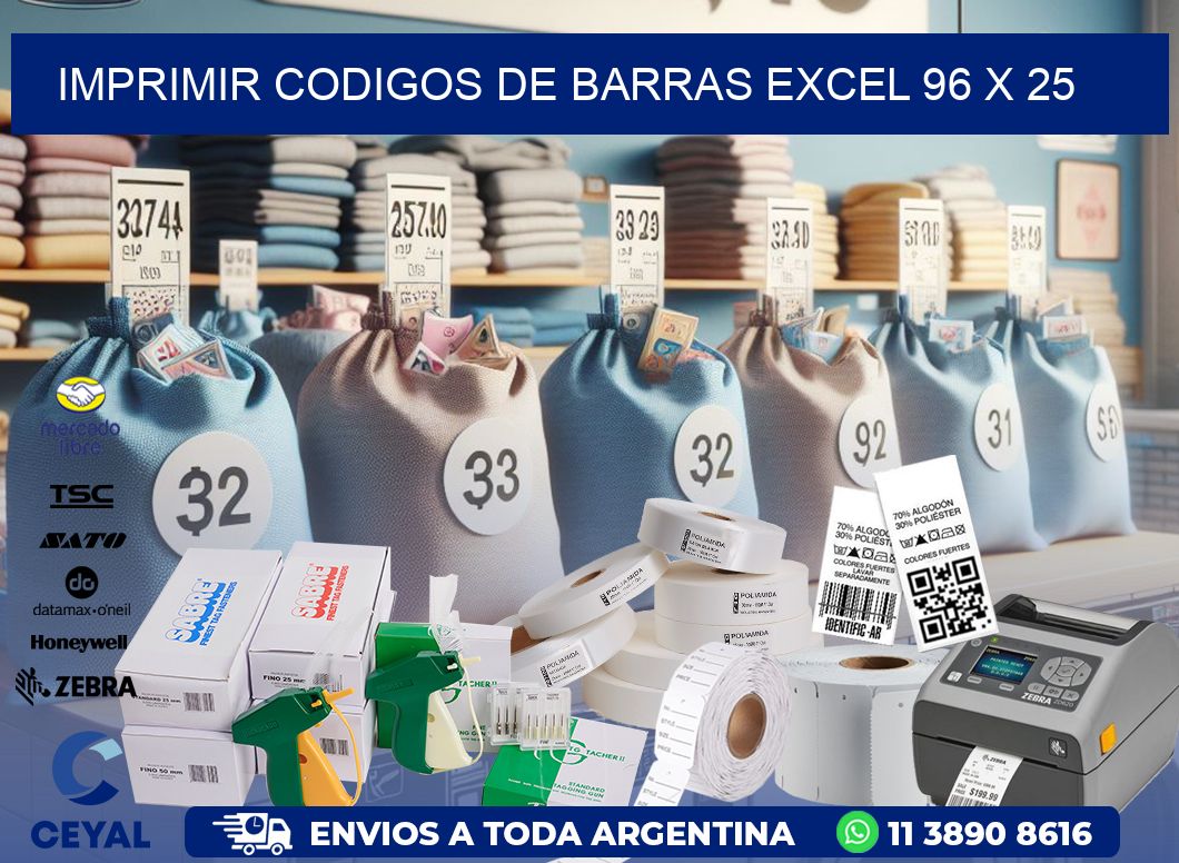 IMPRIMIR CODIGOS DE BARRAS EXCEL 96 x 25