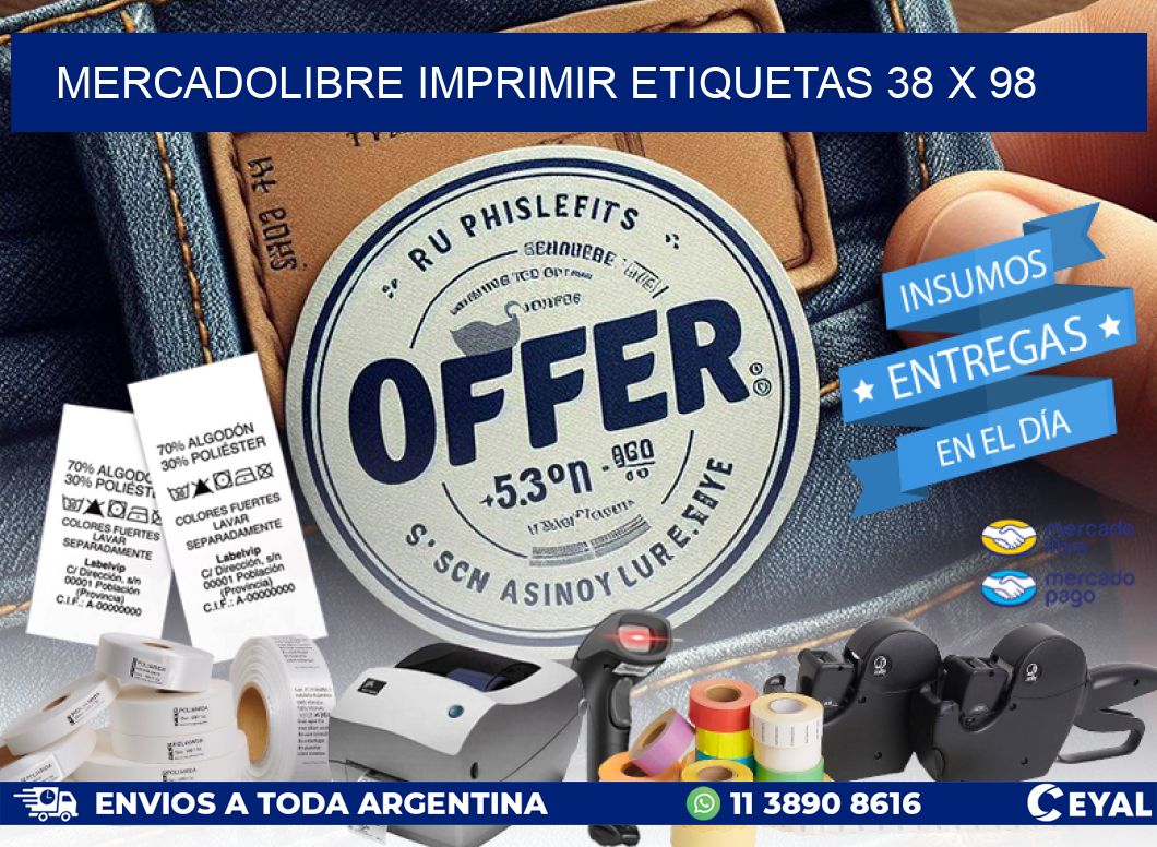 MERCADOLIBRE IMPRIMIR ETIQUETAS 38 x 98