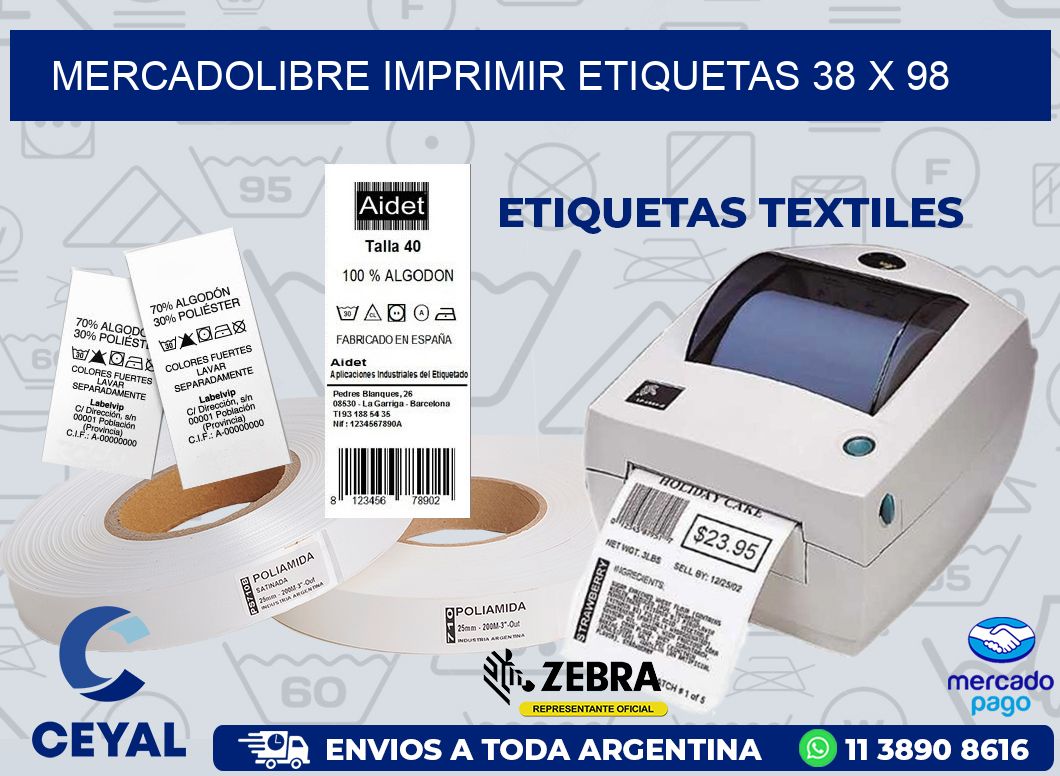 MERCADOLIBRE IMPRIMIR ETIQUETAS 38 x 98