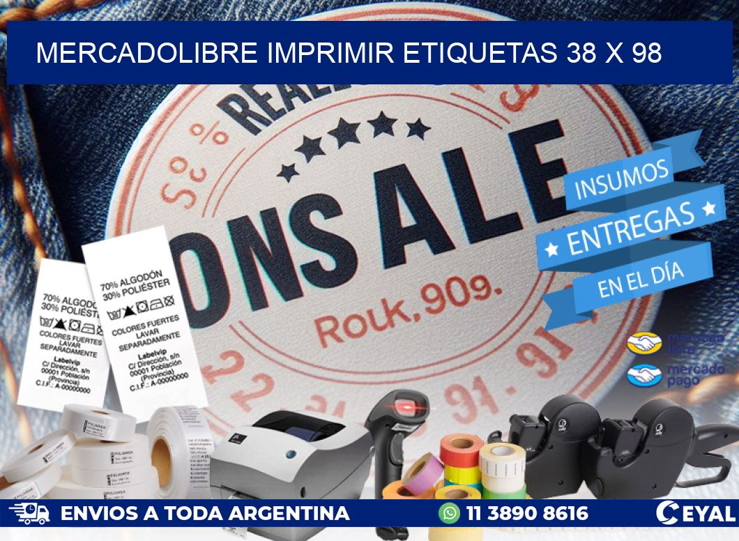 MERCADOLIBRE IMPRIMIR ETIQUETAS 38 x 98