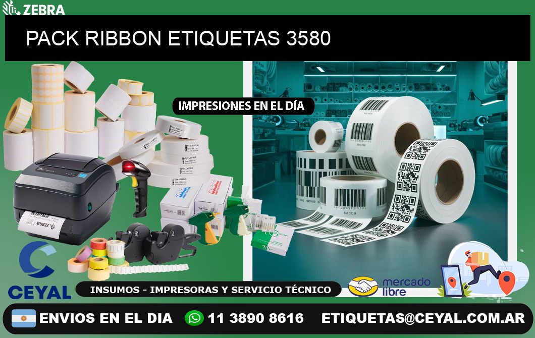 PACK RIBBON ETIQUETAS 3580