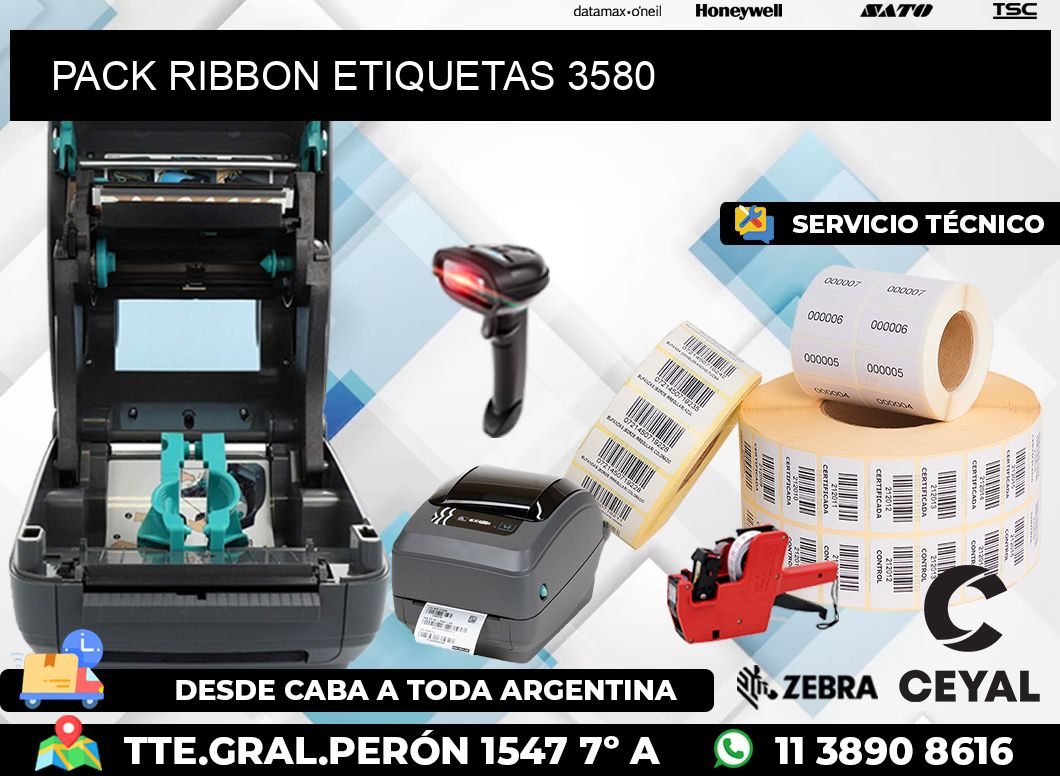PACK RIBBON ETIQUETAS 3580