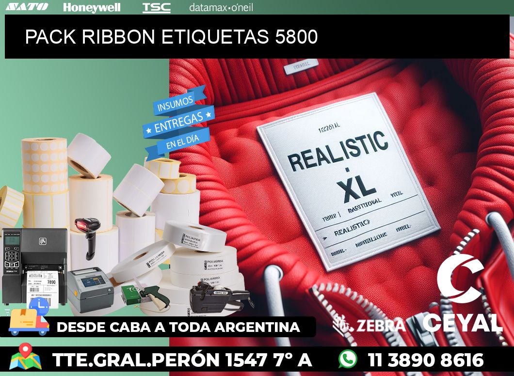 PACK RIBBON ETIQUETAS 5800